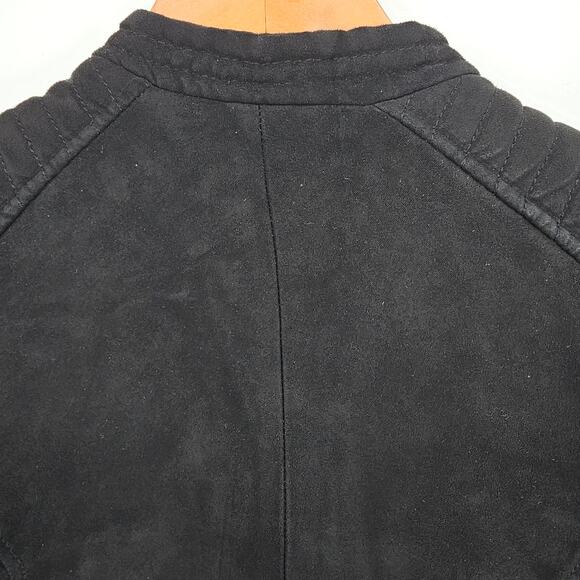 H&M Black Faux Suede Jacket Zippered Biker Moto Goth Grunge Streetwear Women’s 8 - Picture 4 of 8